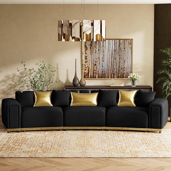 145" Oversized Velvet Chesterfield Sofa Sectional Couch