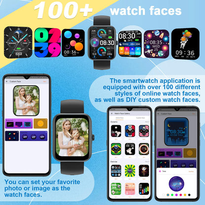 Smart Fitness Tracker Watch for Adults, Sport Smartwatch with Heart Rate Blood Oxygen 37 Exercise Modes Step Counter Phone Calls Siri Recall App Notifications Music Sleep Monitoring for Men Women