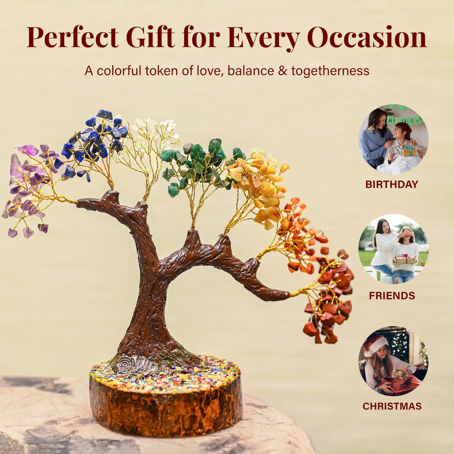 Crocon® 7 Chakra Bonsai Crystal Tree, Healing Crystals Home Decor | Spiritual Gift, Birthday Gifts Women, Mom, Sister | Housewarming Gifts New Home | Meditation Decor, Gift for Her Grandma