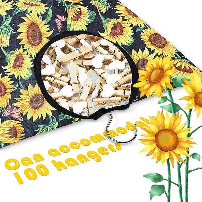 2 Pcs Sunflower Clothes Pin Bag Clothespin Bag Holder Clothespin Holder 15 X 11