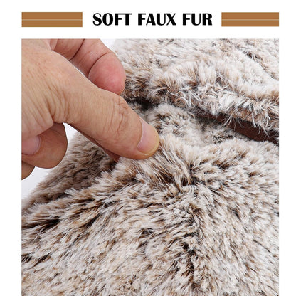 GMOEGEFT Christmas Stocking 20 Inches Brown Plush Faux Fur Xmas Tree Holiday Decorations