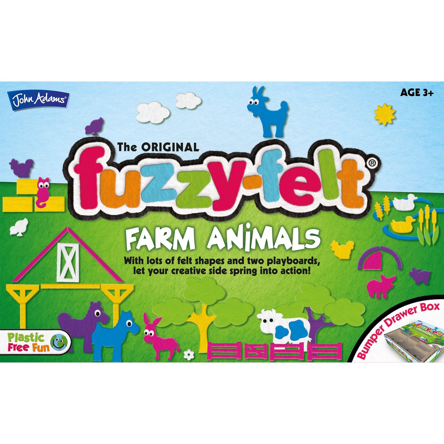 John Adams | The Original Fuzzy-Felt: Farm Animals - Let your creative side spring into action | Preschool toy| Ages 3+