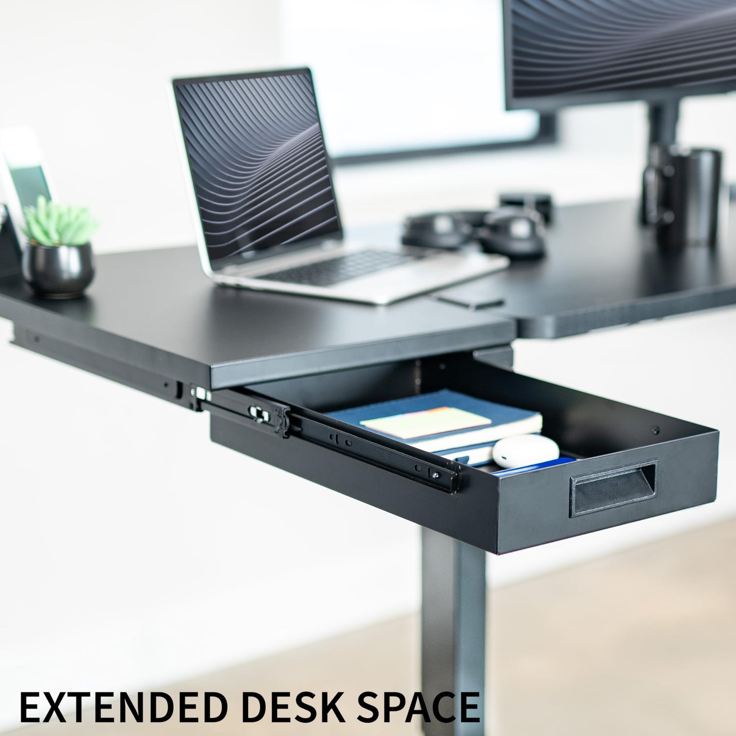 VIVO Clamp-on 6 x 9 inch (11 Including Clamps) Desk Extender, Wrist Support, Armrest Tray, Table Mount for Sit Stand Desks, Black, DESK-EXT09