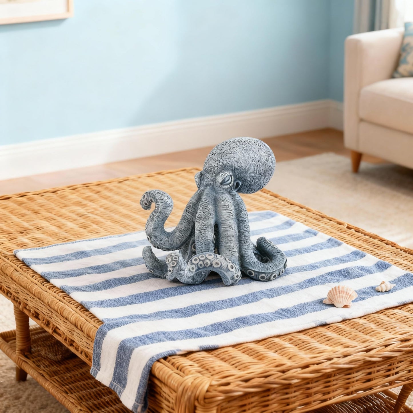 DOVDOV Blue Octopus Decorative Sculpture, Modern Art Octopus Sculpture, Coastal-Themed Home Decor, Suitable for Office Bookshelves, Living Room Coffee Tables, and Entryway Displays.