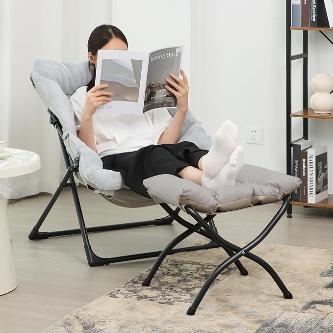 15" Folding Ottoman, Foldable Footrest Stool, Portable Small Foot Stool