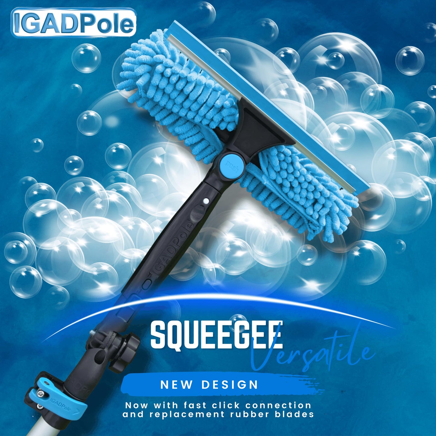 18ft Window Squeegee with Extension Pole, Window Cleaner Tool with 3-Stage Telescoping Pole, Window Cleaning Kit with 5-12ft Pole & Microfibre Cloths & Blades Replacements & Angle Adapter