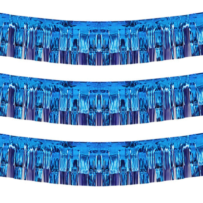 Blukey Thick 10 Feet by 15 Inch Royal Blue Foil Fringe Garland - Pack of 3 | Shiny Metallic Tinsel Banner for Parade Floats, Bridal Shower, Wedding, Birthday, Christmas | Wall Hanging Drapes (3)