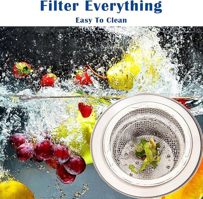 6 pcs Heavy Duty Stainless Steel Slop Basket Filter Trap, 2.75" Top / 1" Mesh