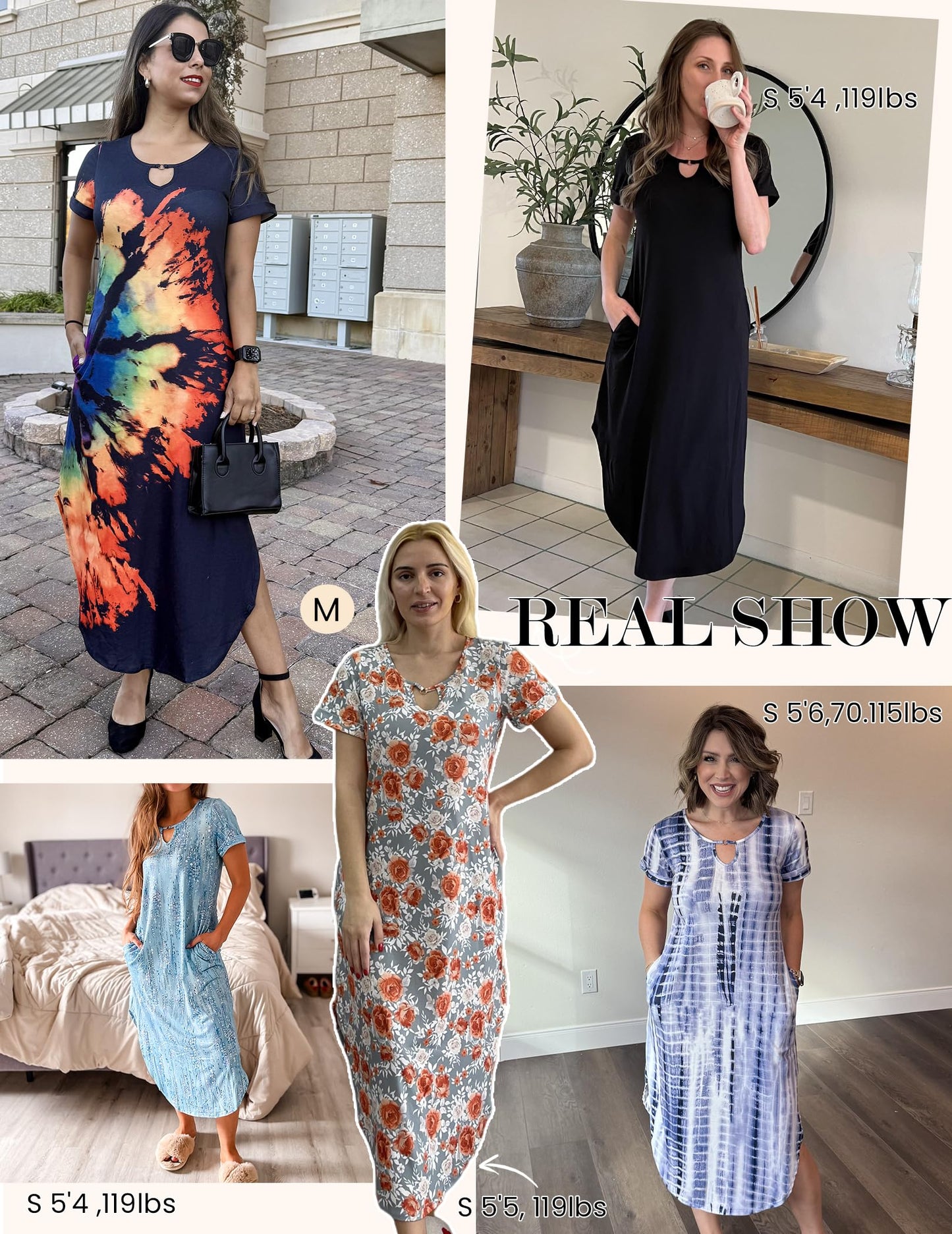 Zeagoo Womens Maxi Summer Dress with Pockets Casual Short Sleeve Sundress Trendy 2025 Curve Hem Long Dresss