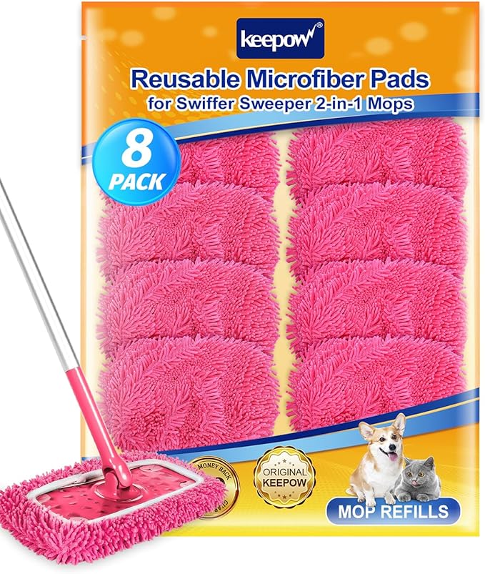 Keepow 8 Pack Reusable Mop Pads Compatible