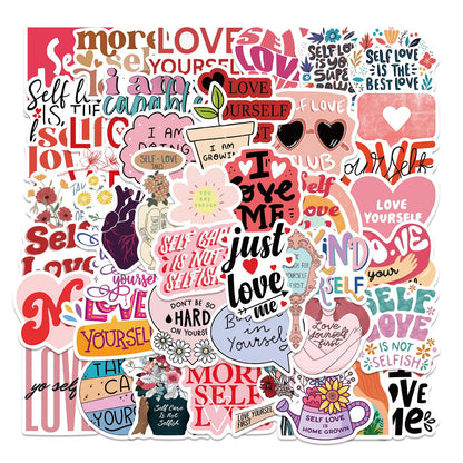 50 PCS Self love Stickers Love Yourself Sticker Self Care Self-approval Decals for Journaling Laptop Scrapbook Water Bottles Guitar Suitcase Waterproof Vinyl Gifts for Women Girl Kids Teens (Selflove)