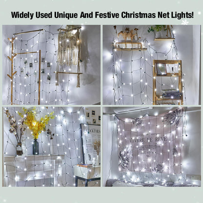Sylampow Led White Christmas Net Lights Outdoor Christmas Bushes Lights 120Led 6ftx5ft, Connectable Outdoor Indoor Mesh Net Lighting for Xmas Holiday, Garden, Lawn, Shrubs, Trees, Bushes Decorations