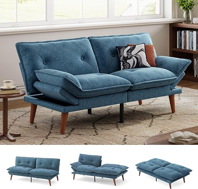 LINSY HOME Futon Sofa Bed, 3 in 1 Convertible Comfy Loveseat Sleeper Sofa Bed