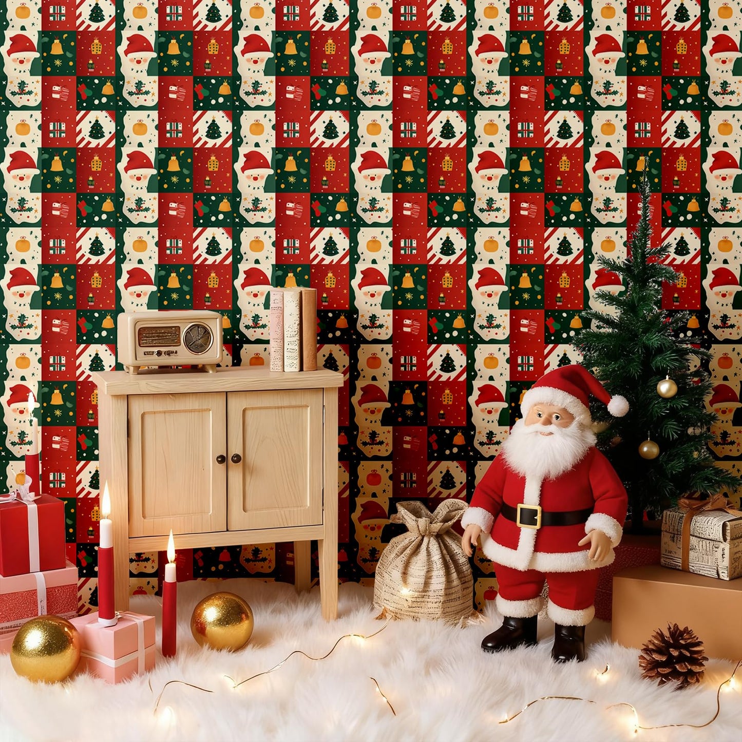 Kitico Christmas Peel and Stick Wallpaper Roll – Self Adhesive Decorative Wall Paper & Christmas Wrapping Paper 17.3"x196.8"