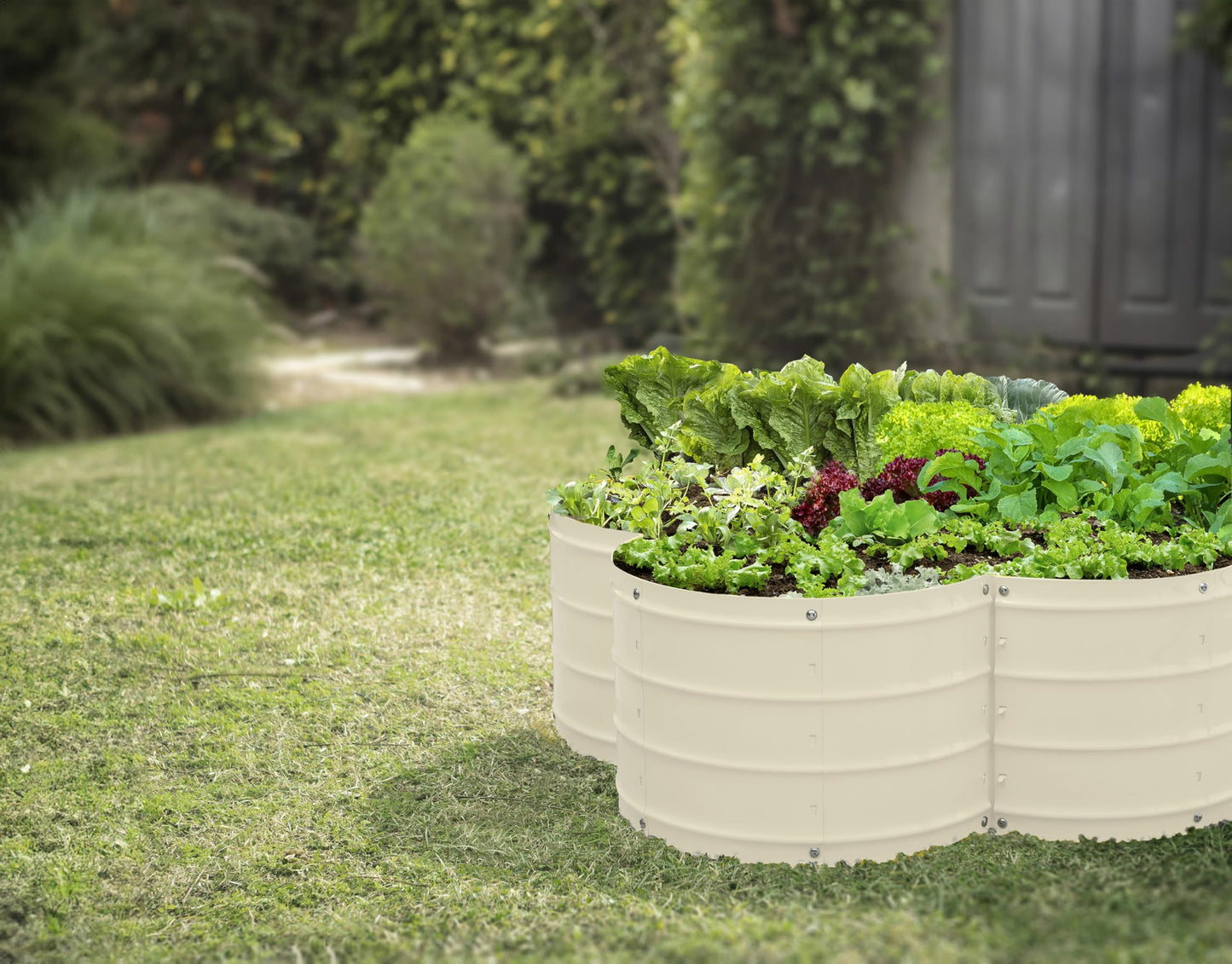 Plant & Plot Galvanized Raised Garden Beds Outdoor // 3×3×1 ft Planter Raised Beds for Gardening, Vegetables, Flowers // Large Metal Garden Box (White) // Patented Tool-Free Design