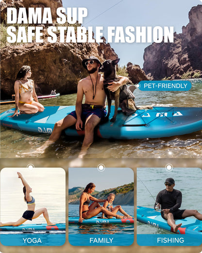 DAMA Stand Up Paddle Board 11'6" x 34" x 6", 450 lbs Capacity, Extra Wide All-Around Paddle Board for 2+1 People and Pets, Stable Design for Beginners, Family Use on Lakes, Rivers and Coastal Waters