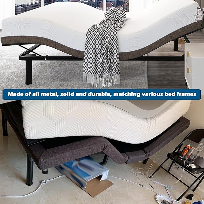 11 Inch Metal Adjustable Bed Base Frame Leg Replacement Heavy Duty Extra Height
