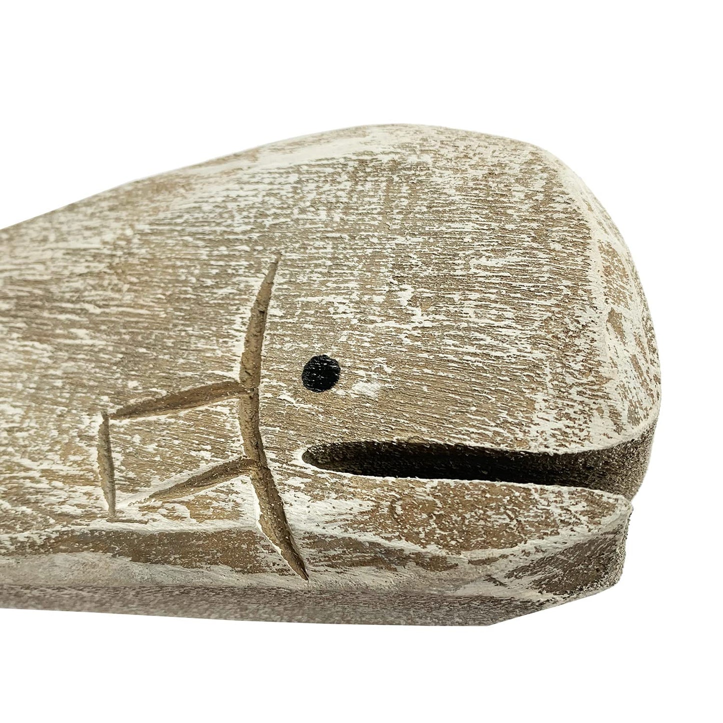 GAPLUM Rustic Wooden Carved Whale Tabletop Statue, Decorative Whale Figurine Carving Sculpture - Nautical Ocean Beach Coastal Themed Home Decor - 12''L