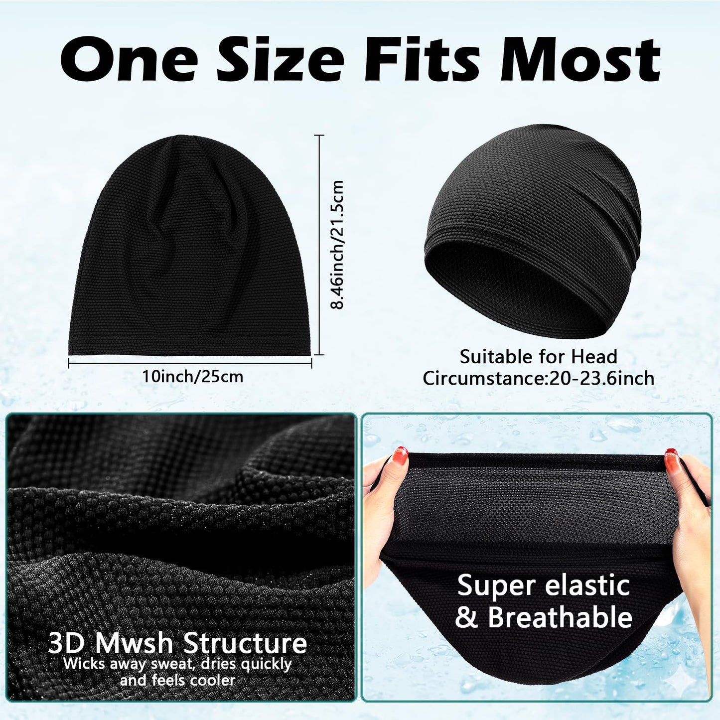 Gainlove 2 Pack Cooling Skull Caps for Men & Women, Breathable 3D Mesh Sweat Wicking Running Hat for Cycling Helmet & Hard Hat Liner