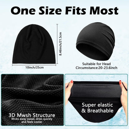 Gainlove 2 Pack Cooling Skull Caps for Men & Women, Breathable 3D Mesh Sweat Wicking Running Hat for Cycling Helmet & Hard Hat Liner