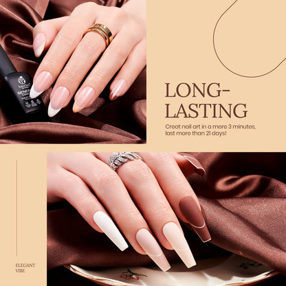Beetles Jelly Gel Nail Polish Set, 6 Colors Milky White Nude Pink Brown Sheer Gel Polish Kit Nail Concealer Translucent Effect Soak Off Uv French Nail Art Gift for Women Ultimate Monochrome Collection