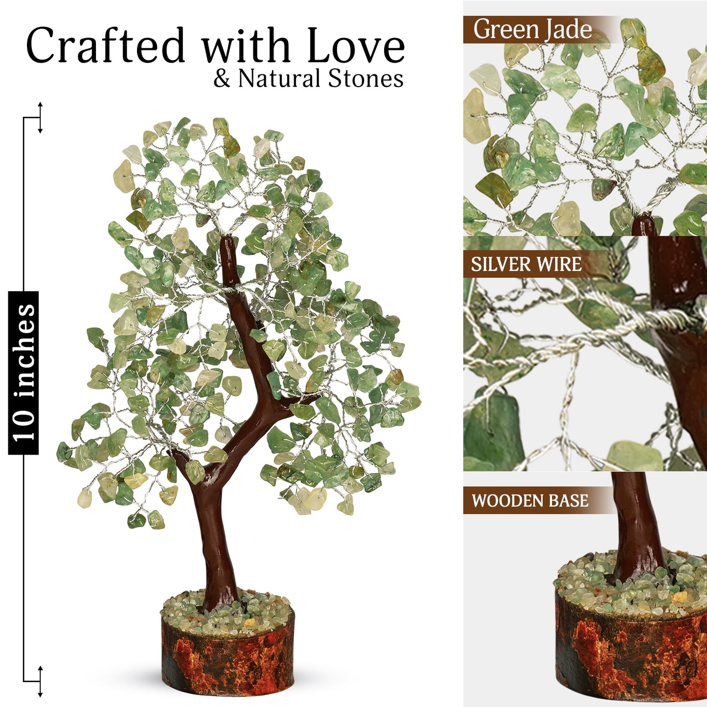 YATSKIA Green Jade Stone - Artificial Trees, Bonzai Tree, Green Jade, Healing Stone, Crystals Tree, Crystal Tree of Life, Crystal Items for Gift