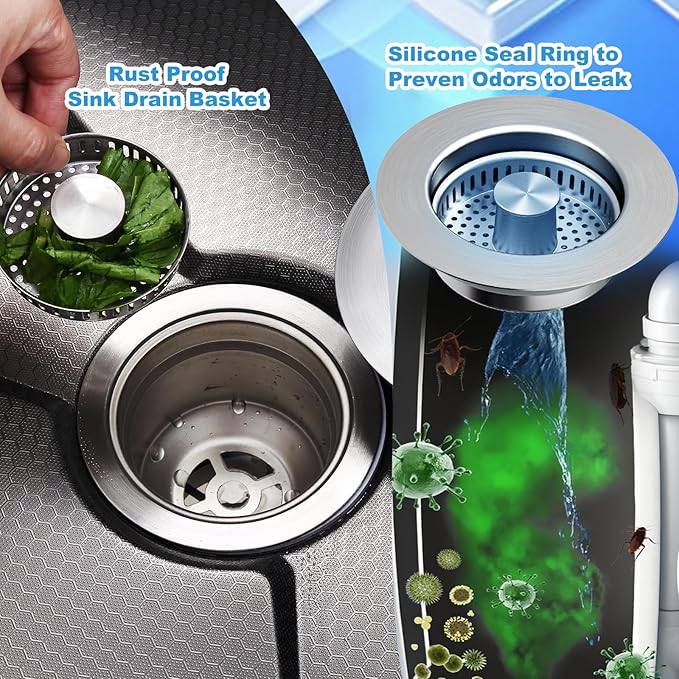 2 Pack Kitchen Sink Drain Strainer & Stopper