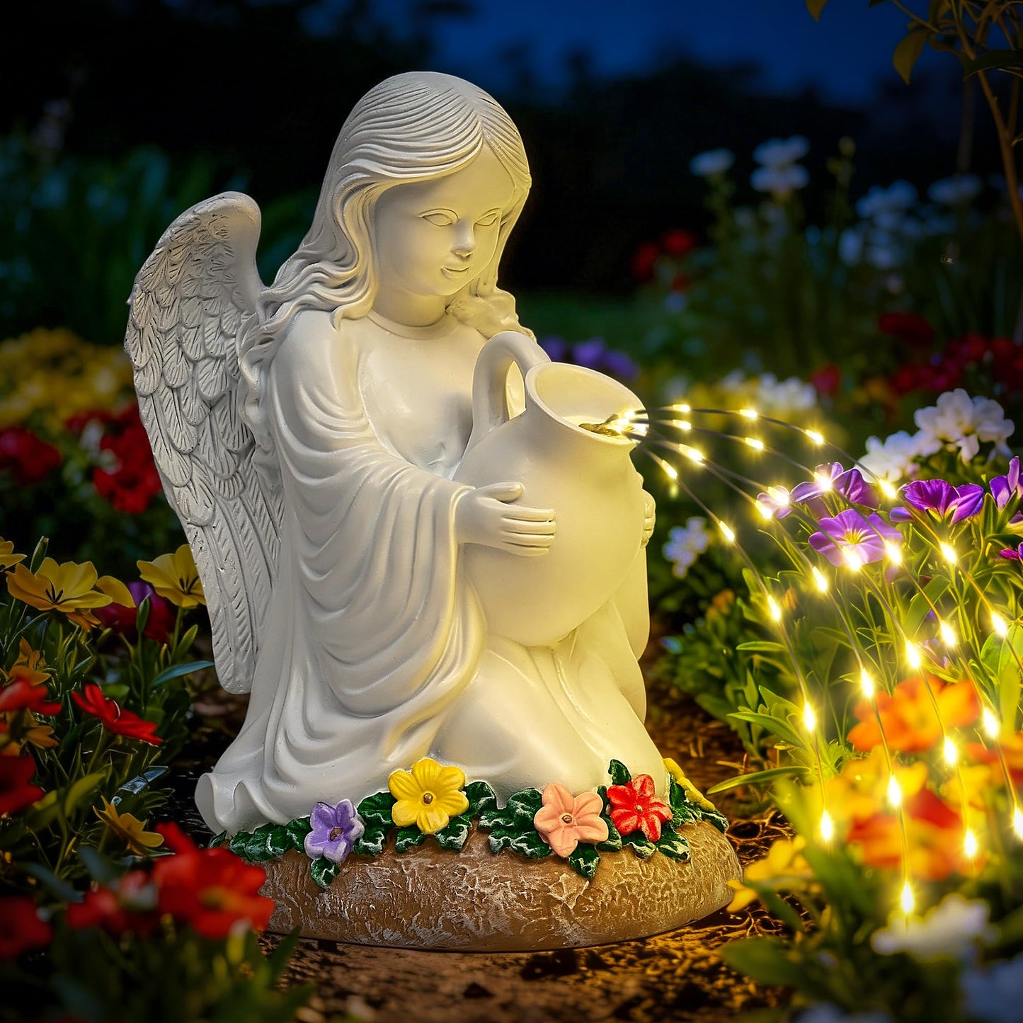 GIGALUMI Garden Statue, Solar Angel Decor Outdoor, Angel Decoration with LED for Patio Yard Lawn Balcony, Christmas/Birthday Gift for Mom Women