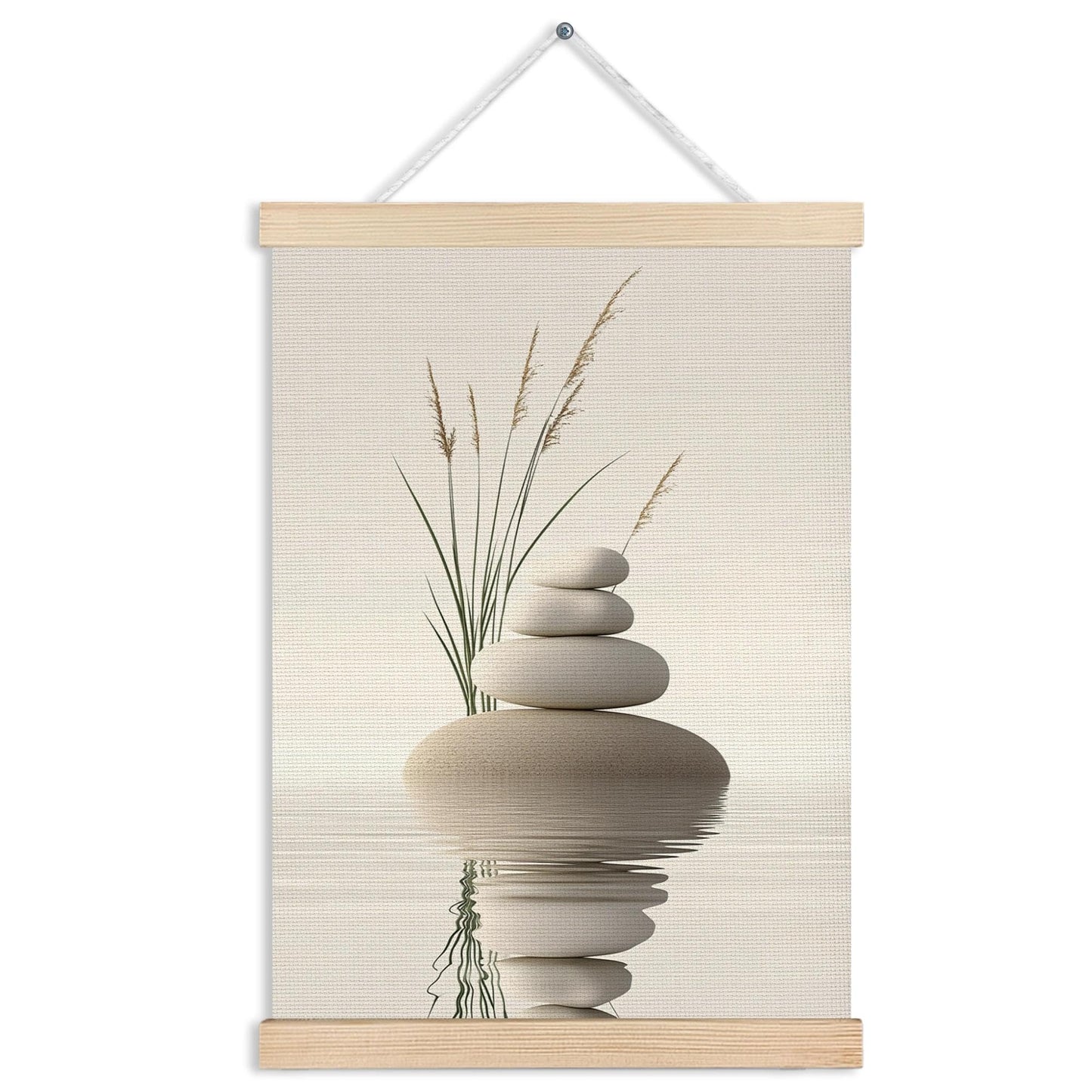 MVLJG Zen Stone Spa Yoga Wall Art Poster, Tranquil Stones in Water Wild Grass Canvas Prints Hanging Wall Decor for Spa Yoga Meditation Room Bathroom, 12x16 Inches