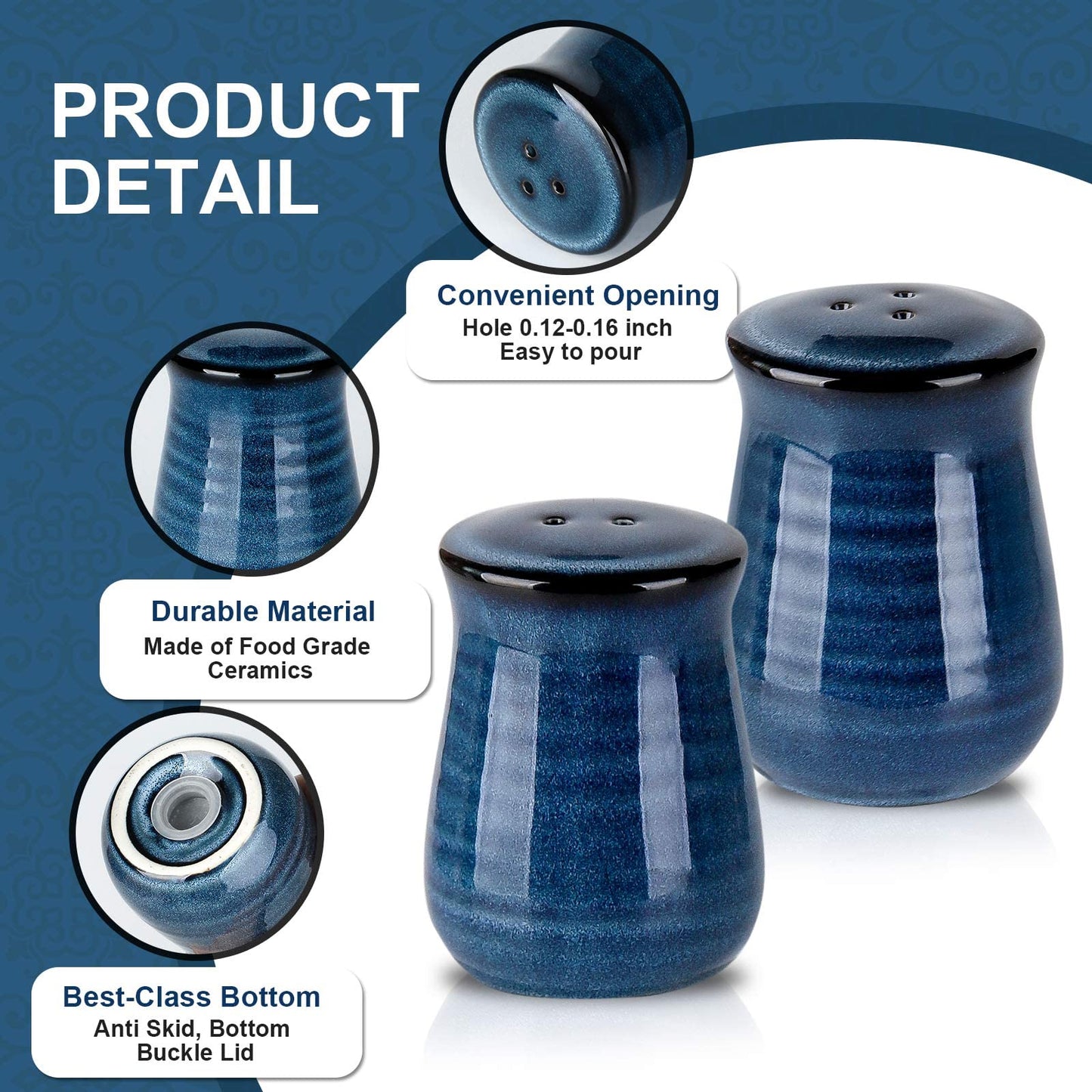 Tikooere Ceramic 3-Piece Set - Salt and Pepper Shakers Set, Cookie Jar with Lid