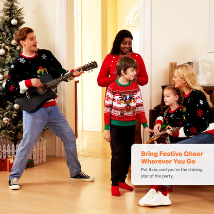 Giggling Getup Ugly Christmas Sweater for Women, LED Light Up Christmas Reindeer Ugly Sweater, Holiday Pullover for Women Red