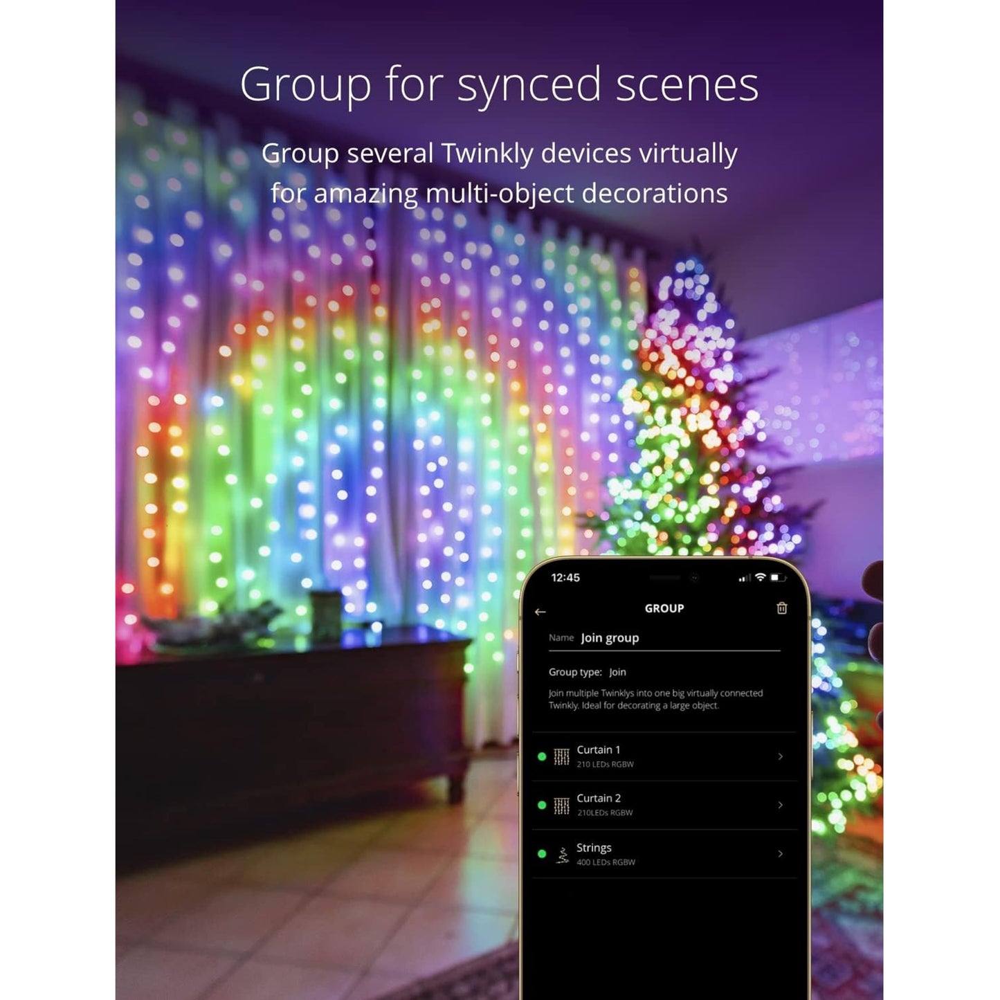 Twinkly Christmas Curtain Lights 210 RGB+W LEDs - App-Controlled, Sync with Music, Indoor & Outdoor Use, Compatible with Google Assistant, Amazon Alexa, Apple HomeKit, Bluetooth & WiFi Connectivity