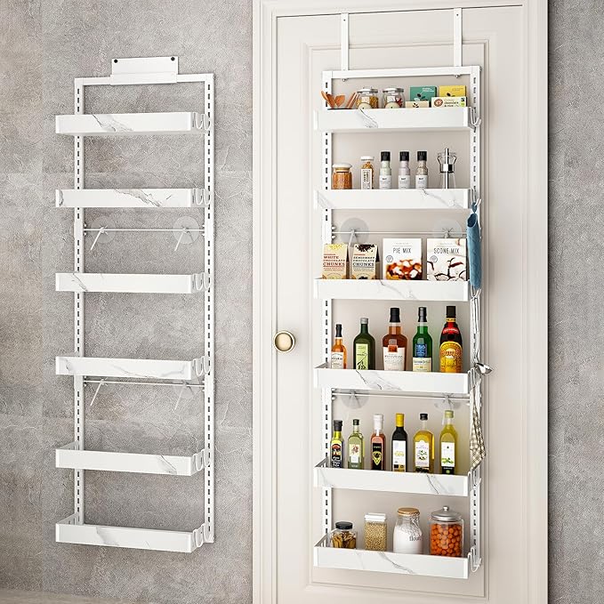 bukfen Over the Door Pantry Organizer, 6-Tier Adjustable Basket Kitchen Pantry