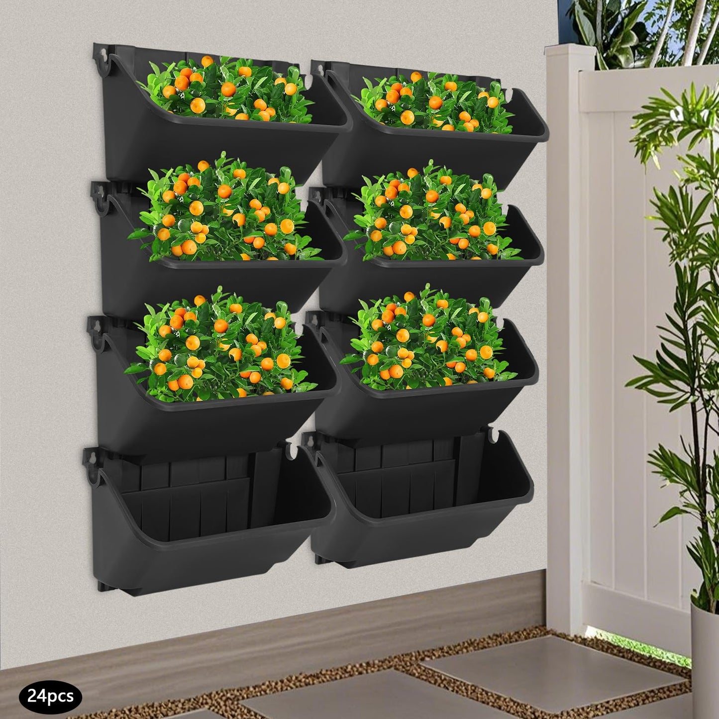 Bazargame Self Watering Vertical Wall Planter with 36 Pots, Vertical Garden Planter for Indoor Plants, Mounted Planter Flower Pot Holder for Herbs Vegetables Fruits, Black