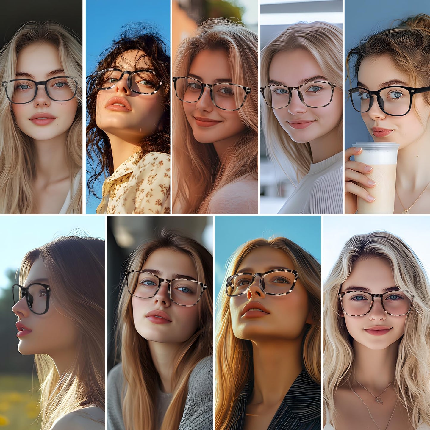 WINTOO Blue Light Glasses for Woman Men | 99% Blue Light Blocking Glasses for Computer Gaming TV Phone Screen Square Frame | Anti Eyestrain & UV Glare Protection - 5 Pair