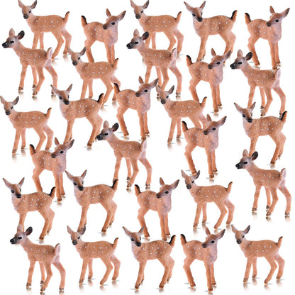 Skylety 14 Pieces Miniature Deer Figurines for Crafts Deer Cake Toppers Mini Figurines Toys for Birthday Party Shower Decorations