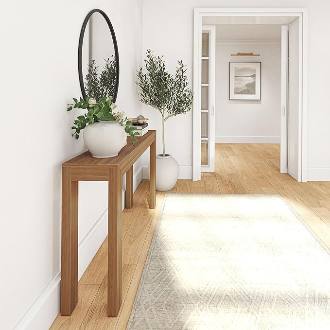 Plank+Beam Modern Solid Wood Console Table, 56 Inch, Sofa Table, Narrow