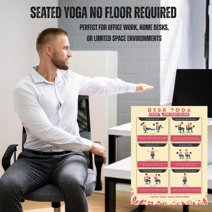 Auroscent Desk Yoga 7-Day Seated Stretching Routine – Chair Yoga Workout Charts, Office Exercise Program for Neck, Shoulders & Back, Daily Mobility & Stretch Guide for Home or Work