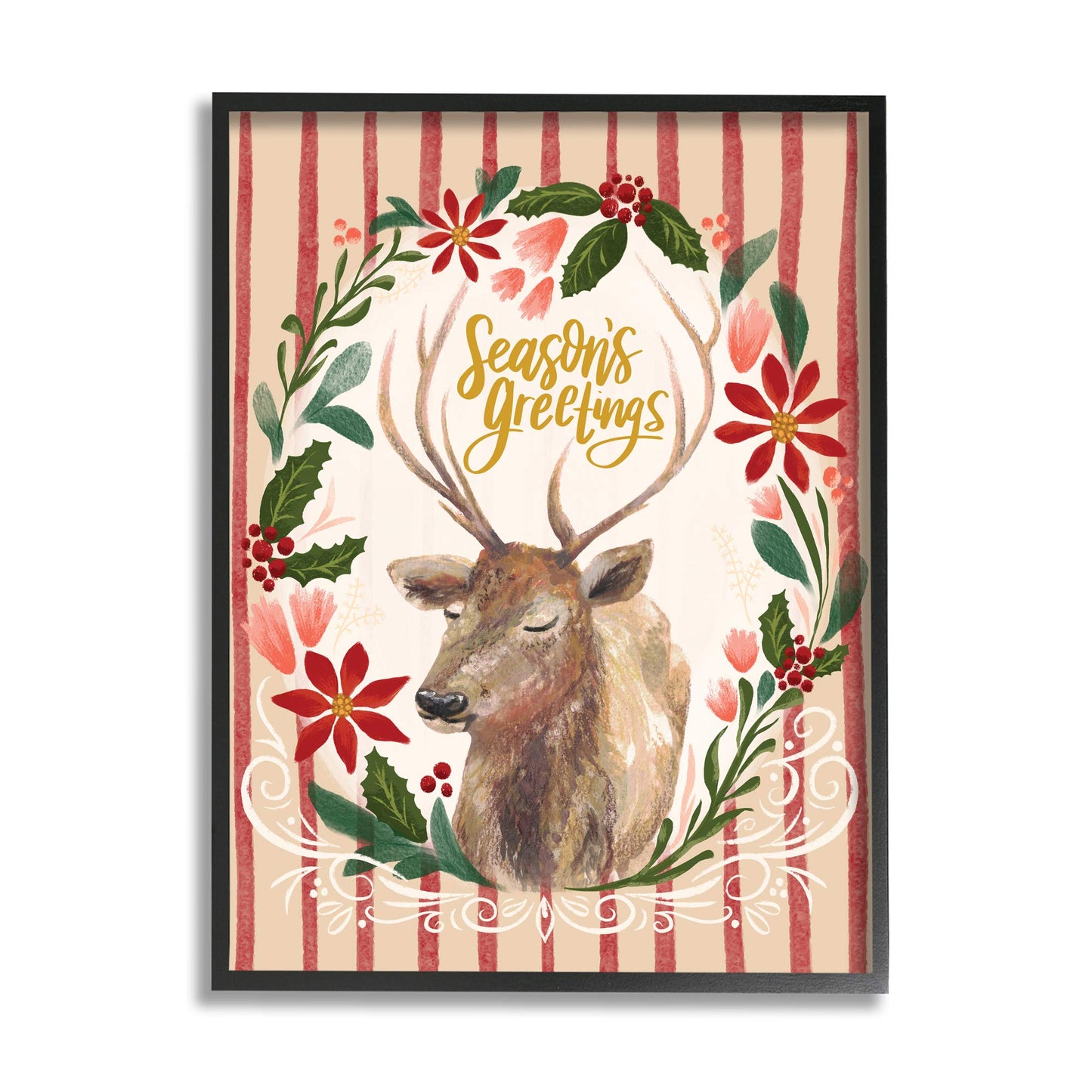 'Seasons Greetings Holiday Wreath Soft'| Framed Giclee Art