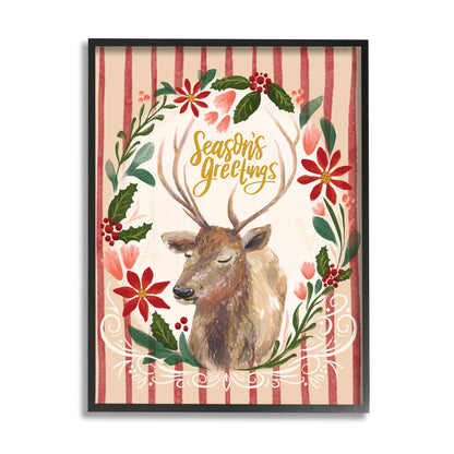 'Seasons Greetings Holiday Wreath Soft'| Framed Giclee Art