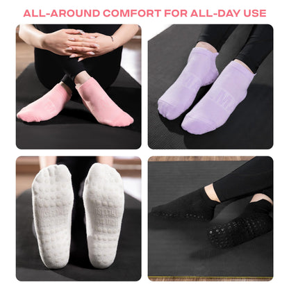 CoolMate Pilates Socks with Grips for Women, Yoga Socks, Crew Non Slip Women for Workout, Barre, Pilates Gifts