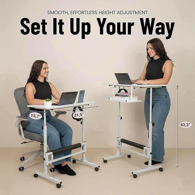 Model 2026 Adjustable Height Rolling Desk