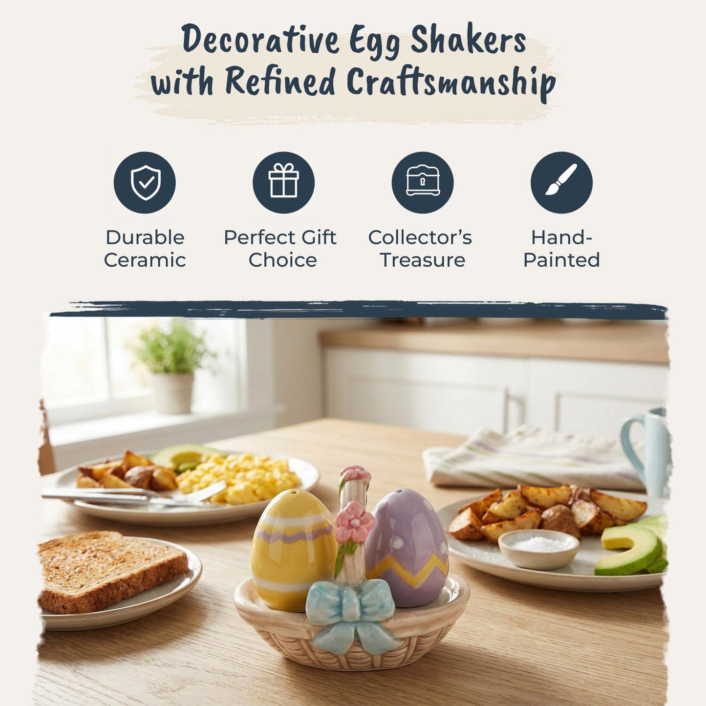 Blue Sky Clayworks Basket Eggs Salt and Pepper, 4-inch Height, Set of 2