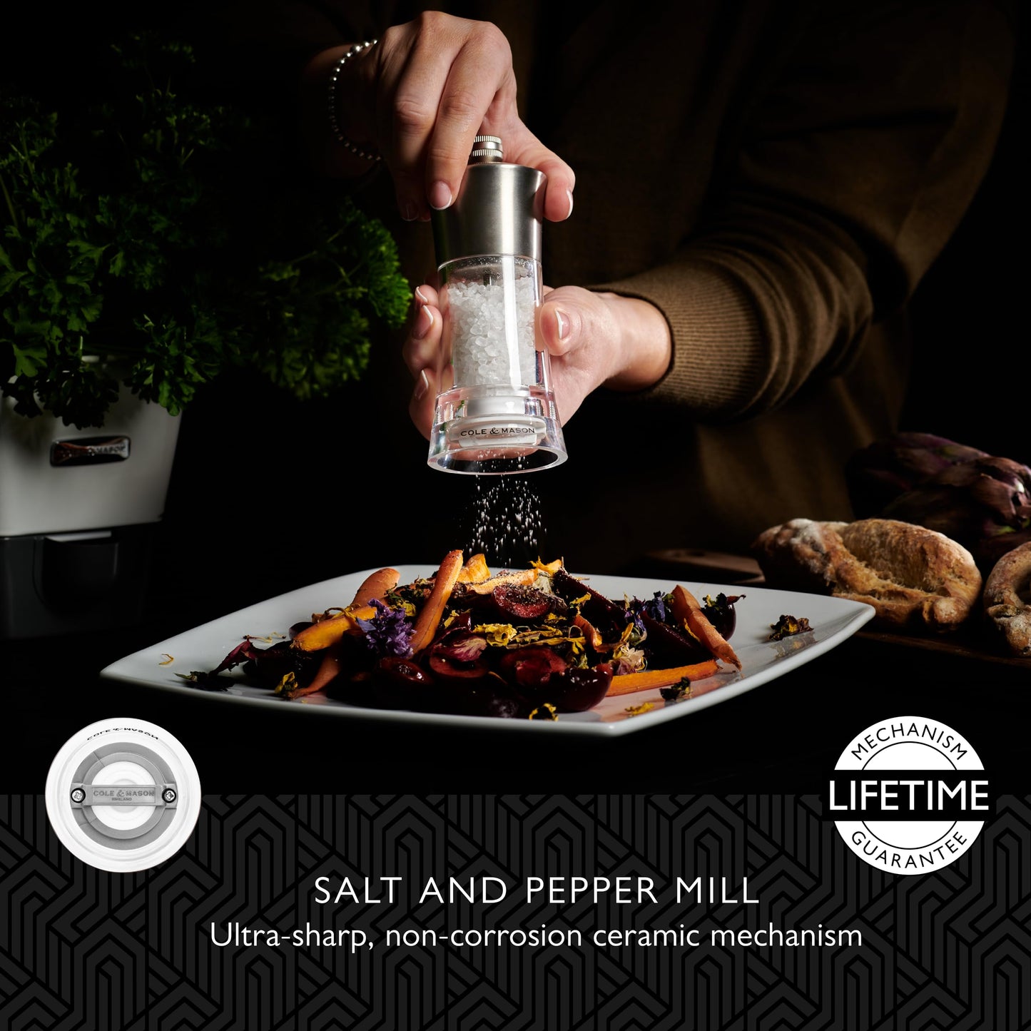 Cole & Mason Bromley Pepper Mill, 6" - Pepper Grinder with Ultra-Sharp Grinding Mechanism - Flavor-Enhancing Pepper Shaker - Refillable Mill with Adjustable Grinding - Acrylic, Pepper Mill