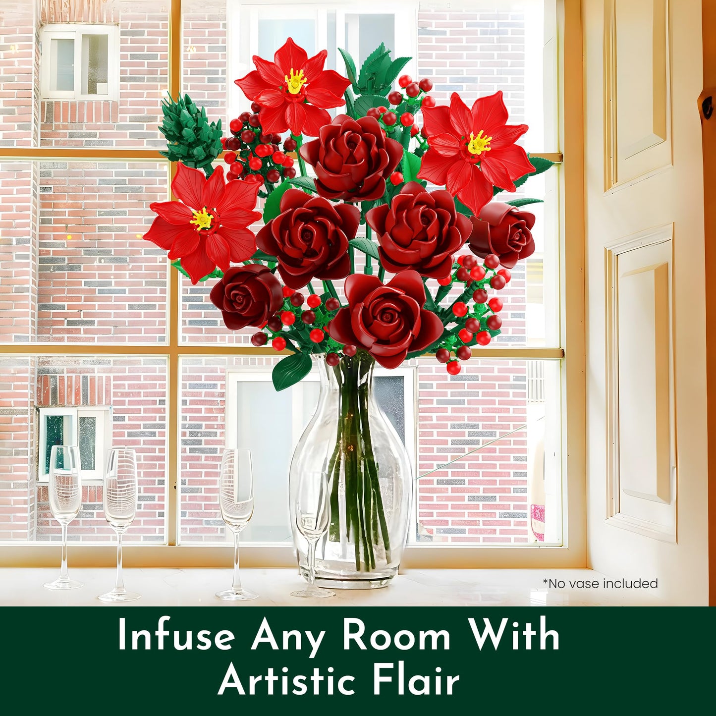 SOOLIO Mothers Day Rose Flower Bouquet Building Set for Adults, Gifts for Mom Wife Women Couple Girlfriend - Buildable Artificial Floral Botanical Decor for Table Centerpiece Desk Office(917 Pcs)