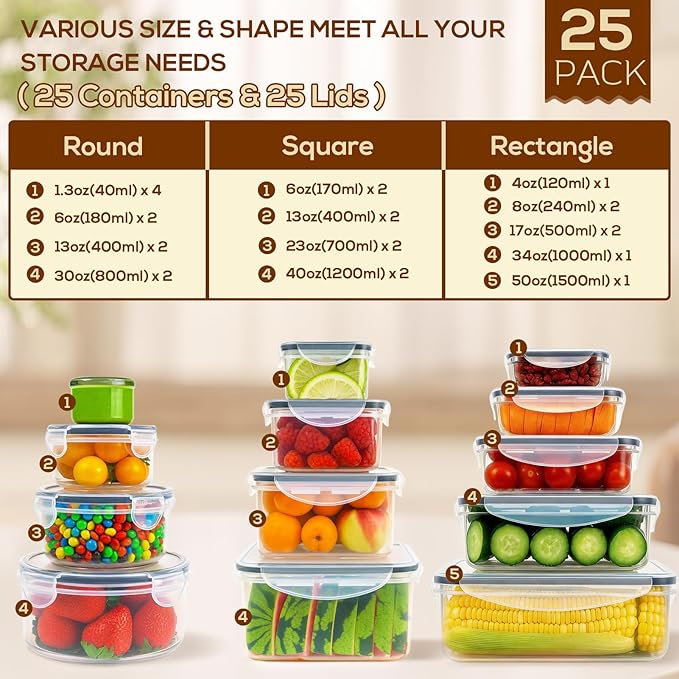 50 PCS Thicker Food Storage Containers