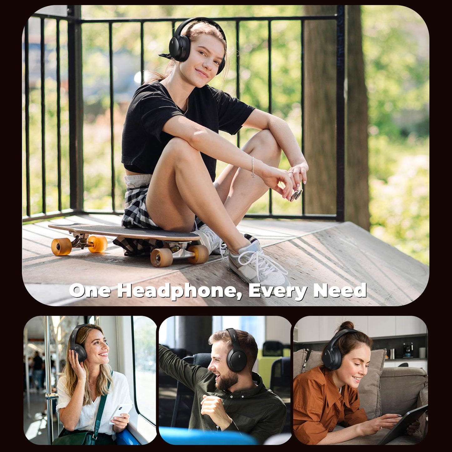FXWONTY Hybrid Active Noise Cancelling Headphones, Wireless Bluetooth 5.4 Over Ear Headphones & Fast Charging, Hi-Res Audio, Deep Bass, Transparency Mode, 70h Playtime, Comfort for Travel/Office/Home