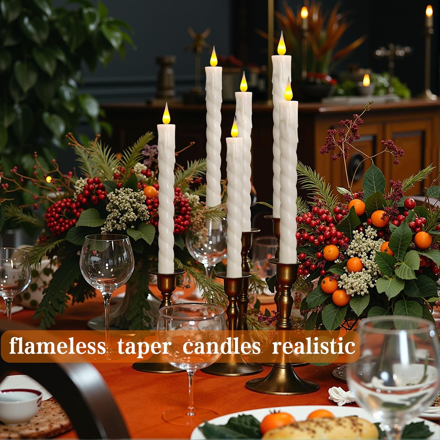 ODTRAM Flameless Taper Candles with Remote,Timer, Dimmer,9.7 Inch Ivory 6 Pack LED Candlesticks,Realistic Wax Drip,Taper Candles Battery Operated Flickering for Christmas Wedding Halloween Home Decor