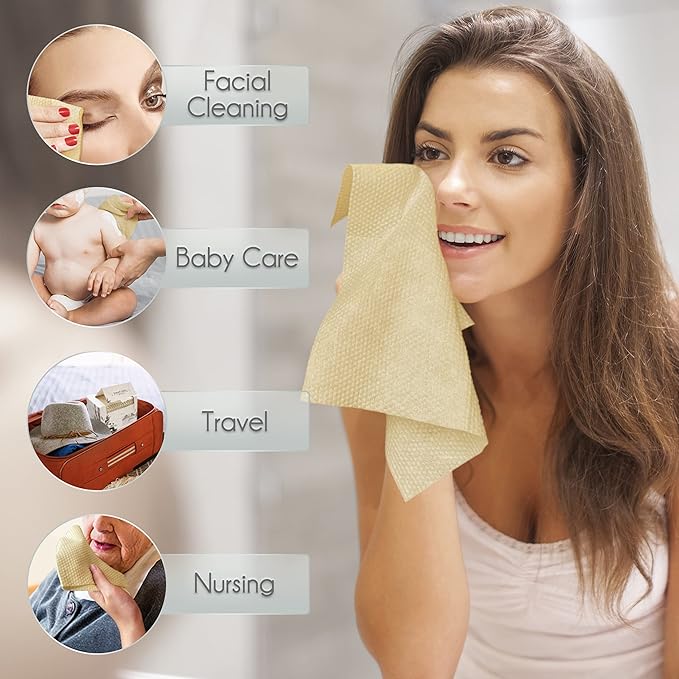 Bamboo Rayon Disposable Face Towel Biodegradable Large Dry Face Wipes 240 Count