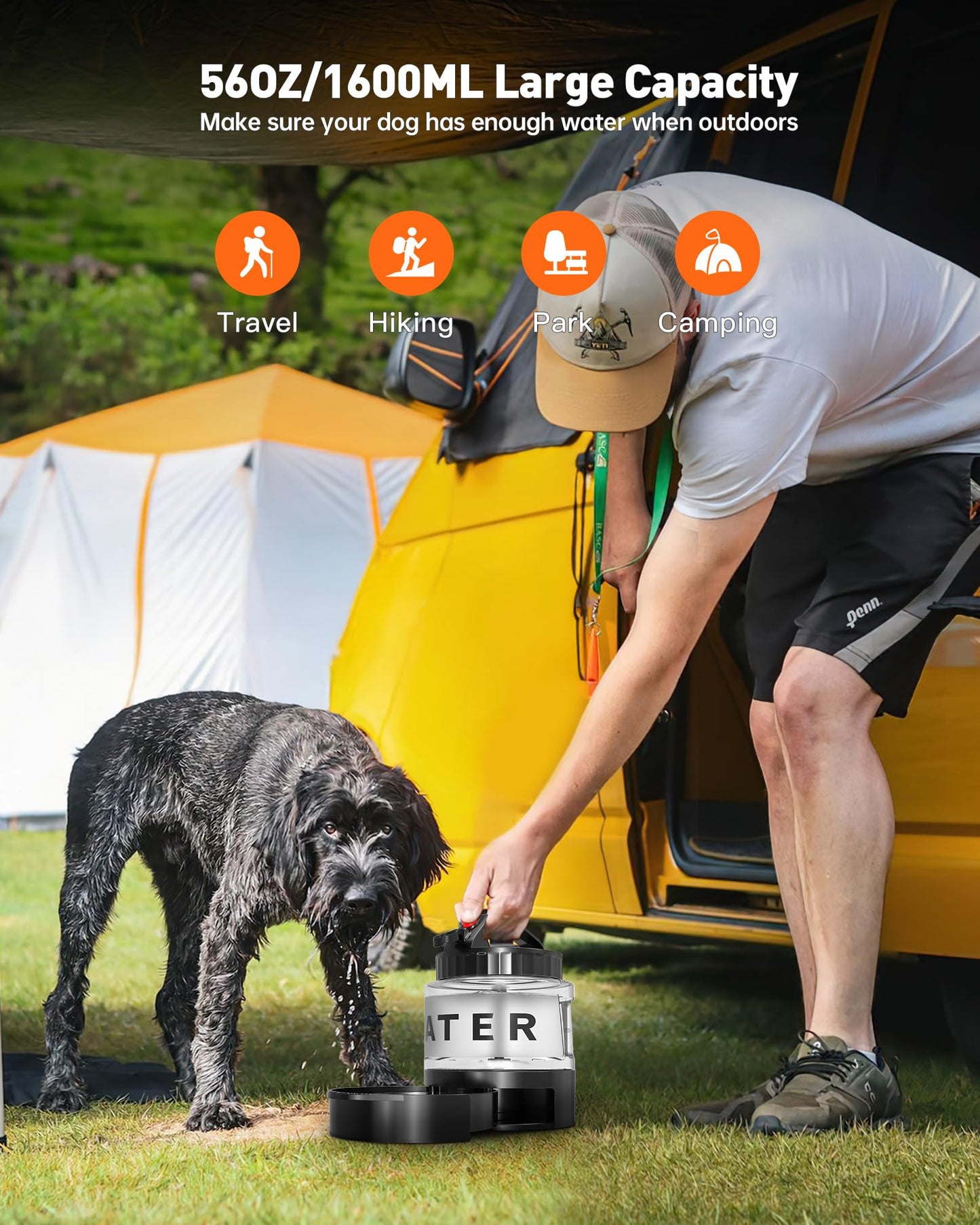 Portable Dog Water Bottle Bowl - 1600ml Travel Water Bowl Dispenser for Dogs Leak Proof, Suitable for Large Pet Drinking, A Must Have for Outdoor, Camping, Walking, Beach, Hunting, and Other Scenes
